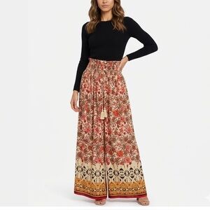 Floral Print Maxi Skirt - Red and Cream